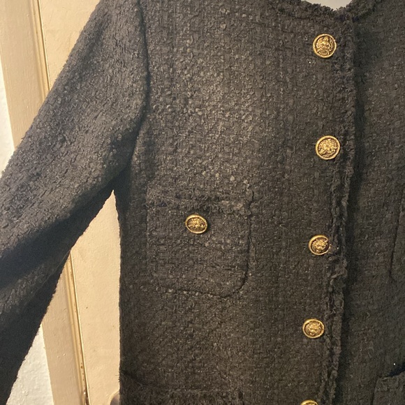 Zara Double Breasted Tweed Black Jacket Size M - Picture 7 of 12